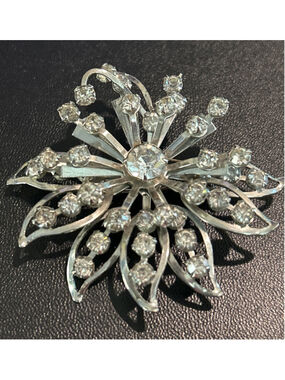 Women's Unbranded Brooch One Size Silver Clear Rhinestone